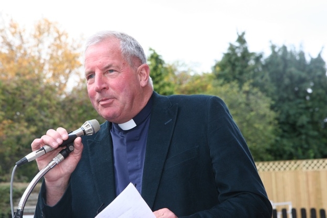 The Revd Ted Woods, Rector of Rathfarnham speaking at the blessing and re-dedication of the Rathfarnham War Memorial Hall.