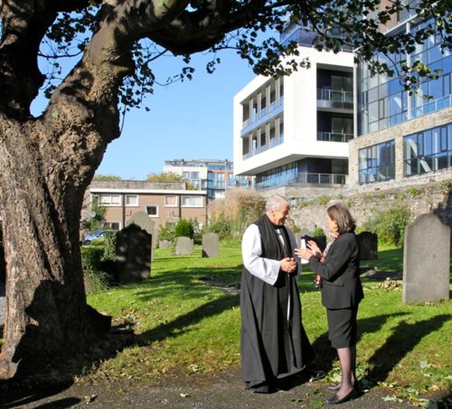 Archbishop Michael Jackson and Chief Justice Susan Denham outside St Michan’s Church following the annual New Law Term Service. 