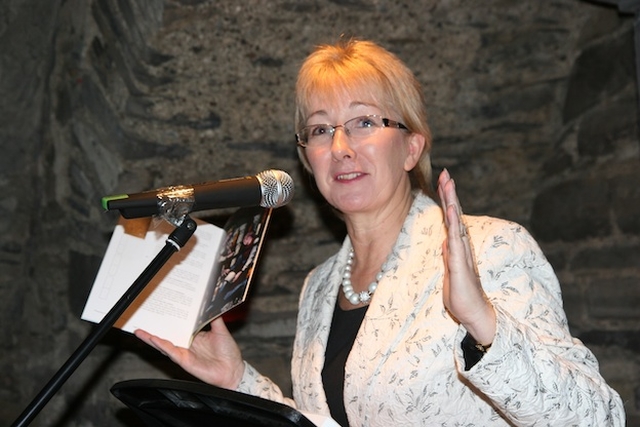 Minister Mary Hanafin launches the paperback edition of Dr Kenneth Milne's Christ Church Cathedral Dublin: A History in the cathedral's crypt.