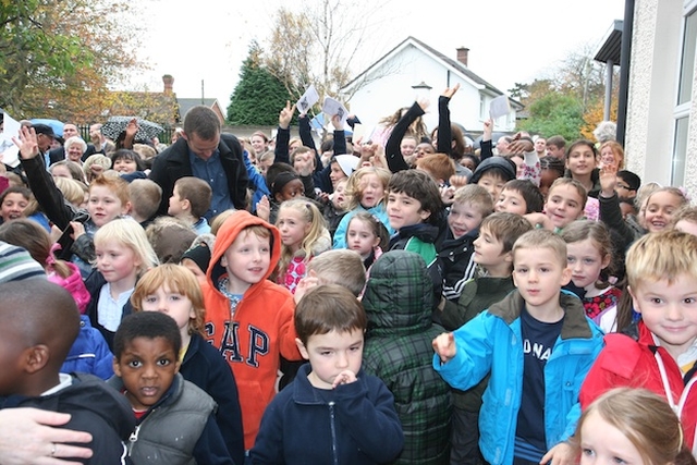 Pupils pictured at the official opening of Castleknock National School's new extension.