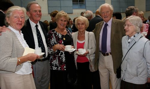 Hazel Armstrong, Alan Cox, Grace Cox, Meave Good, Taylor Good and Murial Galbraith at the institution of Revd Robert Warren as new rector of Taney. 