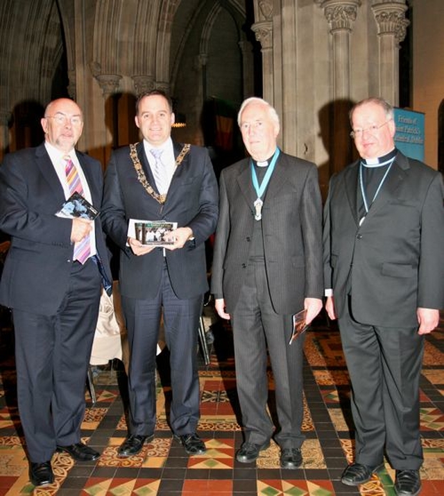 In Dublin’s Fair City – a new CD by the choristers of St Patrick’s Cathedral, Dublin, was officially launched by the Minister for Education, Ruairi Quinn. He is pictured on the left with the Lord Mayor of Dublin, Naoise Ó Muirí, the Dean of St Patrick’s Cathedral, the Very Revd Victor Stacey and the Precentor, Canon Robert Reed. 