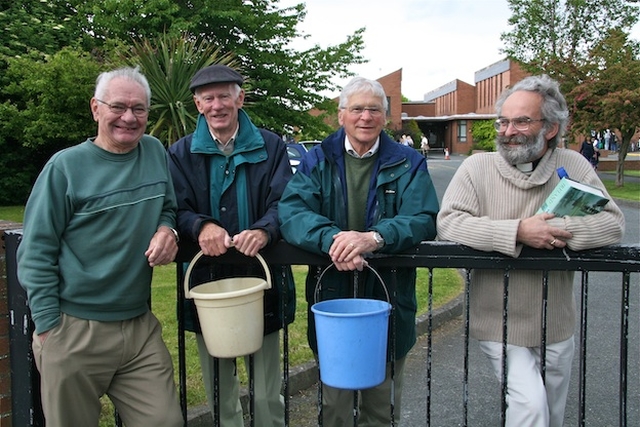 Gerry Fields, Peter Miller, Charles Lowen and the Revd Robert Marshall, curate, at the May Fair at St Brigid’s Church, Stillorgan.