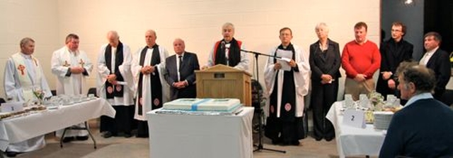 Clergy and special guests at the opening of St Saviour’s Parish Hall in Arklow. 