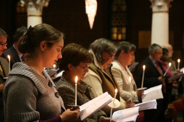 Worshipers in St George and St Thomas Church, Dublin at the Church of Ireland Theological Institute Advent Carol Service.