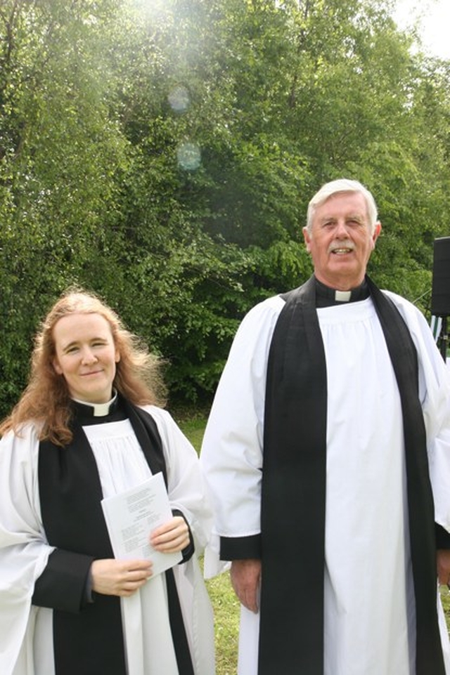 At the Ecumenical outdoor service at St Doulagh's Church, Balgriffen are the Revd Elaine Dunne, who preached and the Revd Ken Sherwood who ministers in the Malahide Union.