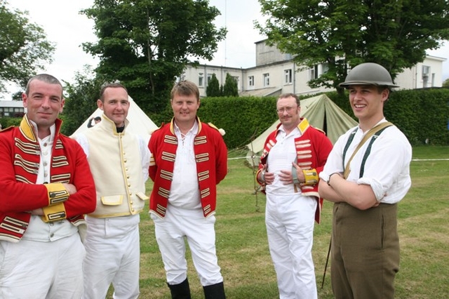 Pictured left to right at a military re-enactment festival in aid of Leopardstown Park Hospital are (left to right) Tony Vaughan, Ros Keddy, Eamonn Dunne, Tom Carter and Ian Galloway.