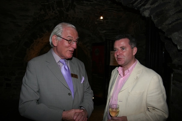 Cathedral Administrators, Michael Denton (left) of Christ Church Cathedral and Scott Hayes of St Patrick's Cathedral chatting at the launch of an exhibition marking the 130th Anniversary of the re-opening of Christ Church following the restoration by George Edmund Street.