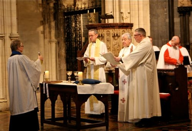 The Consecration of the Oils during the Chrism Eucharist on Maundy Thursday in Christ Church Cathedral. 