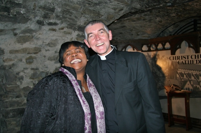 Stella Obe, Lay Reader in Castleknock and Mulhuddart with Clonsilla, and the Ven David Pierpoint, Archdeacon of Dublin, pictured following the Eucharist in Christ Church Cathedral to mark the retirement of Archbishop Neill.