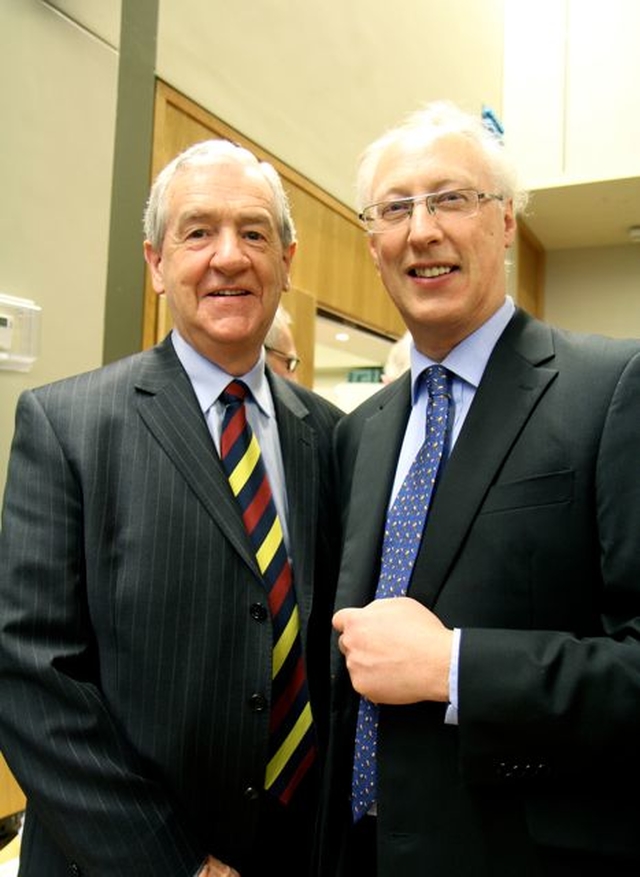 The leading lights in the restoration of St Paul’s Church, Glenageary, Robert Grier and Roger West, following the Service of Thanksgiving for the Restoration of the church on April 21.