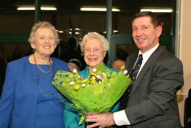 Mrs Lesley Whiteside, Mrs Joan Mahony and Mr John Rafter, Acting Principal, The King’s Hospital, at the dedication of the ‘Mahony Room’ in the school on Tuesday 25th March in recognition of the contribution of Noel and Joan Mahony to the life of the school. (Photo: David Wynne)