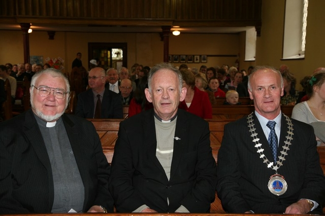 Pictured at the service for the blessing and dedication of the new parish centre in Athy are the Revd Bill Olmsted, Methodist Minister in Athy, Fr Colm O Siochrú, CC of Kilmeade Parish and Cllr John Lawler, Cathaoirleach of Athy Town Council.