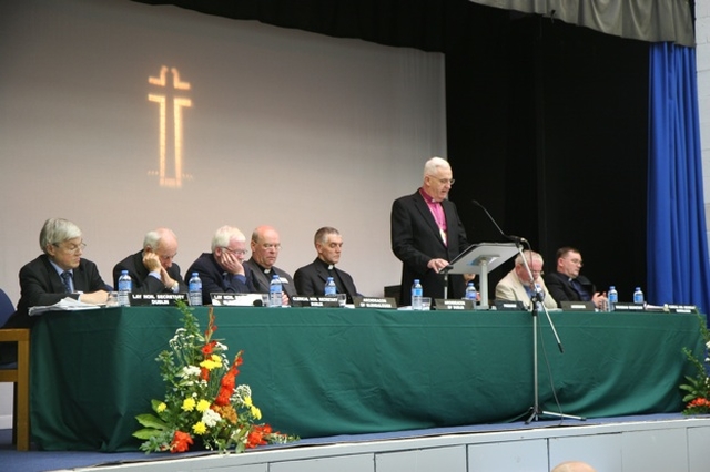 The Archbishop of Dublin, the Most Revd Dr John Neill delivers his Presidential Address at the Dublin and Glendalough Diocesan Synods in Christ Church, Taney.