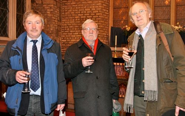 Michael O’Neill, Albert Fenton  and Brendan Twomey at the launch of The Vestry Records of the Parish of St Audoen, Dublin, 1636–1702, edited by Maighréad Ní Mhurchadha at St Audoen’s Church. 