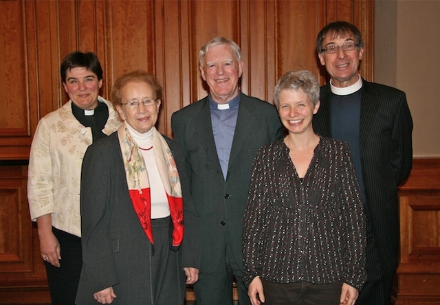 The Revd Gillian Wharton, Rector of Booterstown and Mount Merrion parishes; guest speaker Justice Catherine McGuinness, President of the Law Reform and retired Judge of the Supreme Court; Monsignor Séamus Conway, Parish Priest, Booterstown; Dr Gillian Wylie, chair of the sessions and lecturer in the Irish School of Ecumenics; and the Revd Dennis Campbell, Presbyterian Church of St Andrew, Blackrock, pictured following Judge McGuinenss’s ‘Law and Morality’ lecture in Stillorgan Park Hotel as part of the Booterstown and Mount Merrion Parishes Series of Ecumenical Lenten Talks.