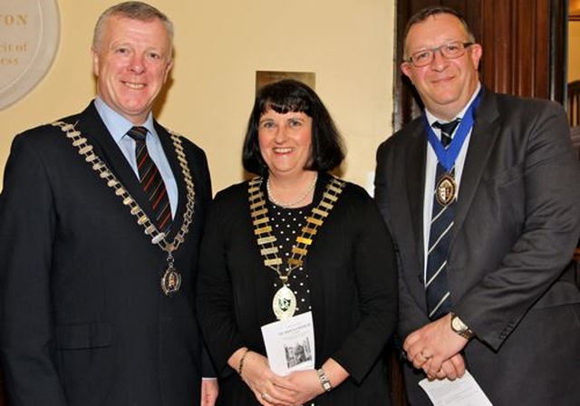 Wayne Sheridan and Carol Bardon of The High School with Bob Hoffman of St Andrew’s College at the 64th annual Ecumenical Service of Thanksgiving for the Gift of Sport in St Ann’s Church, Dublin.