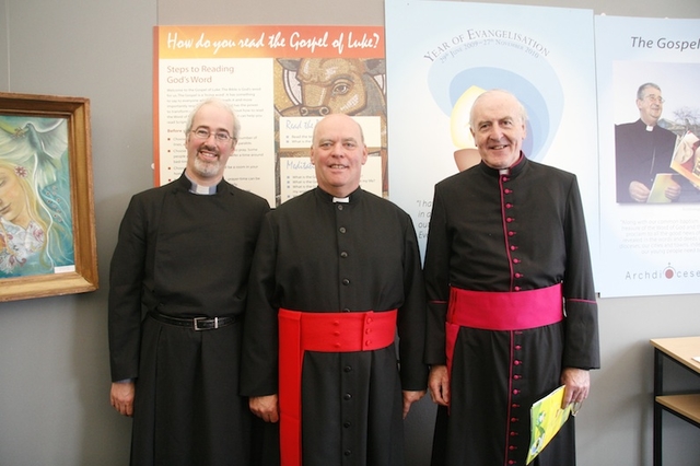 Pictured at the Church of Ireland and Catholic Church Stall were Revd Cliff Jeffers, Rector of Athy; Ven Ricky Rountree, Rector of Enniskerry & Co-ordinator of the stall; and Monsignor John Fitzpatrick.