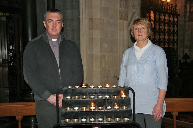 The Revd Garth Bunting and Celia Dunne, co-ordinators, pictured at the Advent Prayer Labyrinth in Christ Church Cathedral. Further information on the labyrinth is available here: https://dublin.anglican.org/news/events/2010/10/advent_preparation_quiet_day_christ_church_cathedral.php