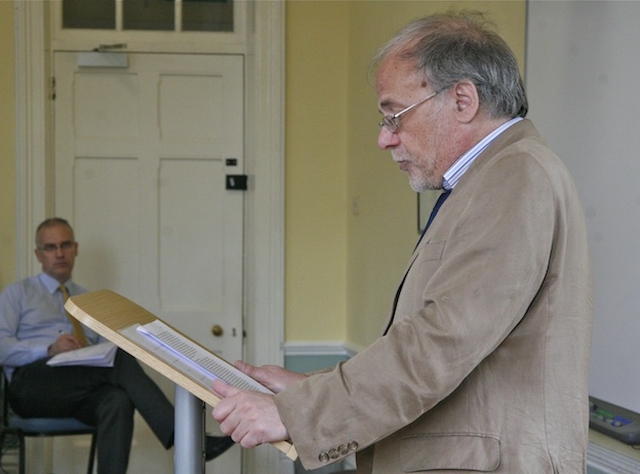 Dr Richard Bauckham speaking on the third day of the 'Atonement as Gift' Integrative Seminar in the Church of Ireland Theological Institute. Dr Bauckham's address was on the subject of 'The Cross and Human Suffering'.