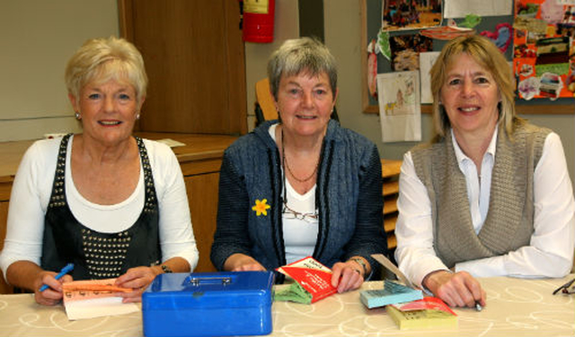 In charge of the raffle at the St Paul’s Parish Glenageary Daffodil Day coffee morning were Hazel McDonnell, Joan Usher and Harriet Greenlee. 