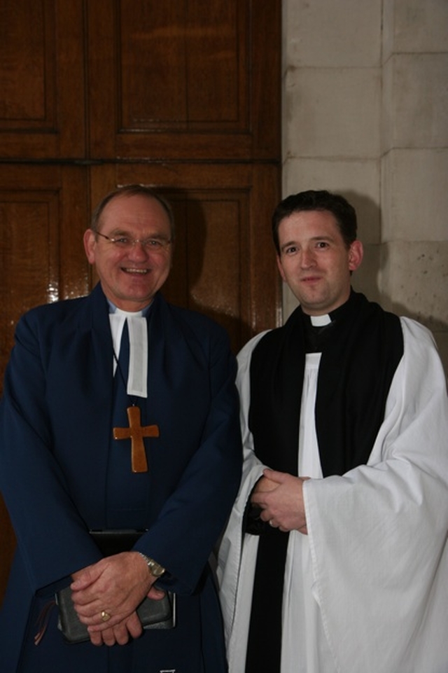 The President of the Methodist Church in Ireland, the Revd Donald Kerr (left) with the Church of Ireland Chaplain and Dean of Residence in Trinity College Dublin, the Revd Darren McCallig during the President's visit to TCD Chapel to preach at the ecumenical service to mark the opening of the Academic year.