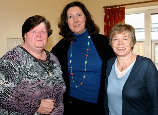 Members of the Mageough Fellowship, Valerie Duncan, Emma Coburn and Wendy Moore, who helped organise the lunch in the Mageough Hall to mark the retirement of Alan Nairn as manager. 