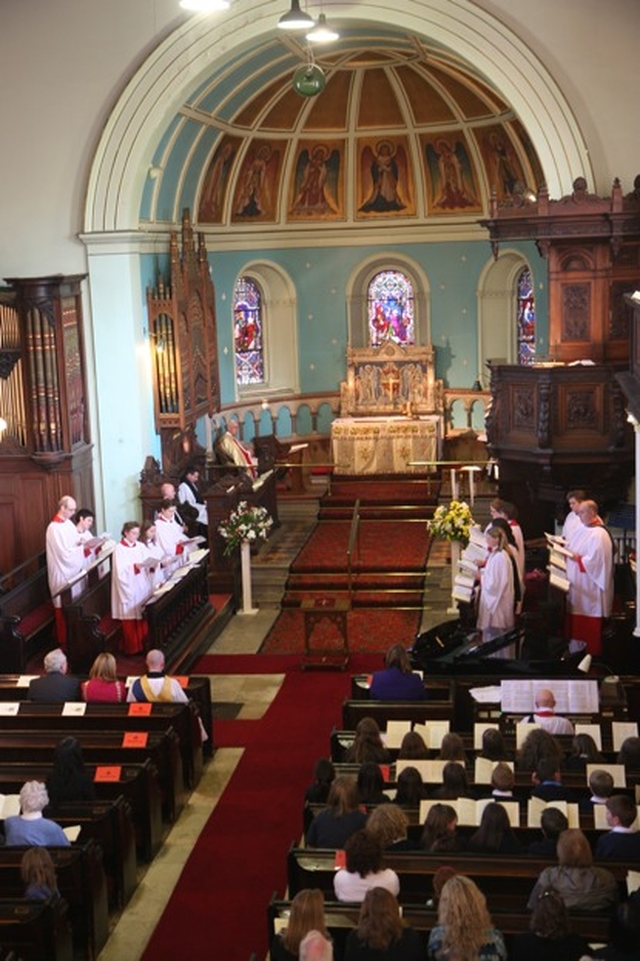 The scene in St Stephen's Church for the service of thanksgiving for the completion of restoration work on the Church. 