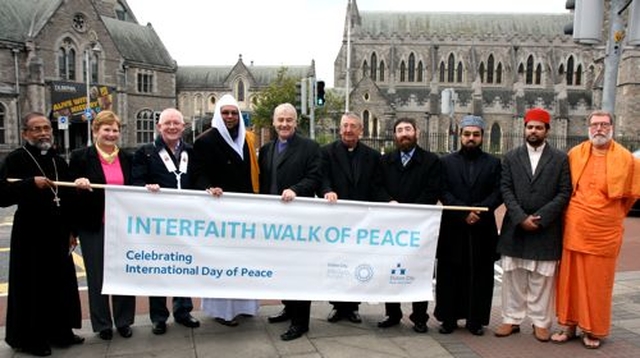 Interfaith leaders gathered at the peace park at Christ Church Place to lead the inaugural Dublin City Interfaith Forum Walk of Peace. 