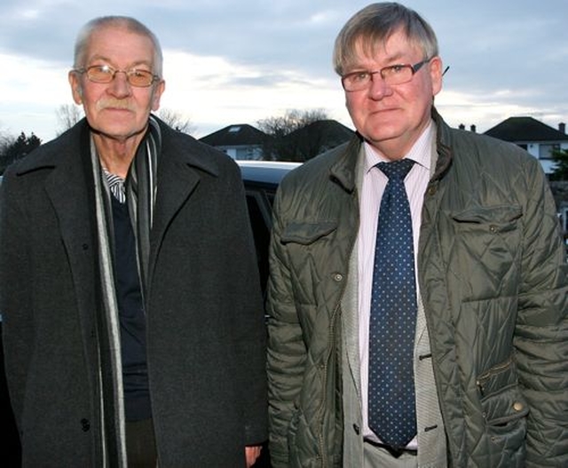 Charlie and Stanley Nangle, formerly of Third Company Boys’ Brigade, outside St Brigid’s Church, Castleknock, following the Stedfast Association’s New Year Bible Class. 