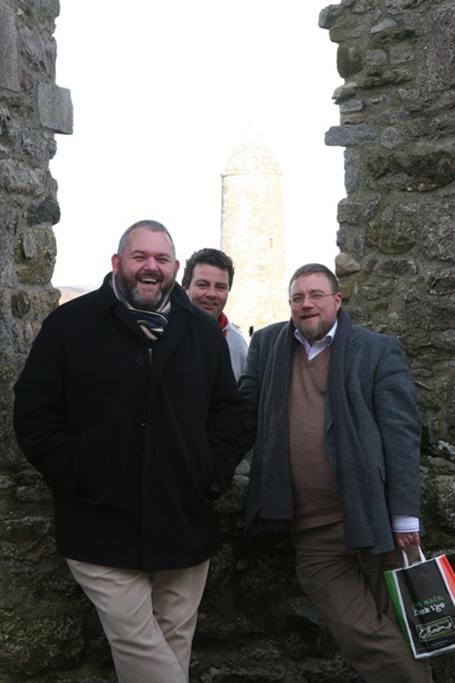 Pictured during a trip to Clonmacnoise during the Dublin and Glendalough Diocesan Clergy Conference in Athlone are the Revd Tim Irvine, Priest in Charge, St John the Evangelist, the Revd Derek Sergent, Rector of Clontarf and the Revd David Oxley, Rector of Glasnevin, Finglas and Santry.