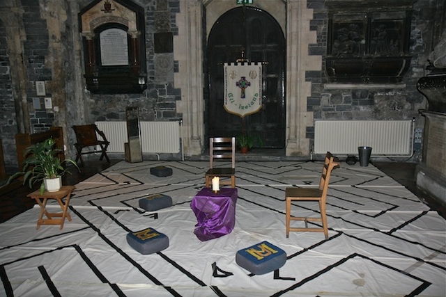 The Advent Prayer Labyrinth at Christ Church Cathedral. Further information on the labyrinth is available here: https://dublin.anglican.org/news/events/2010/10/advent_preparation_quiet_day_christ_church_cathedral.php