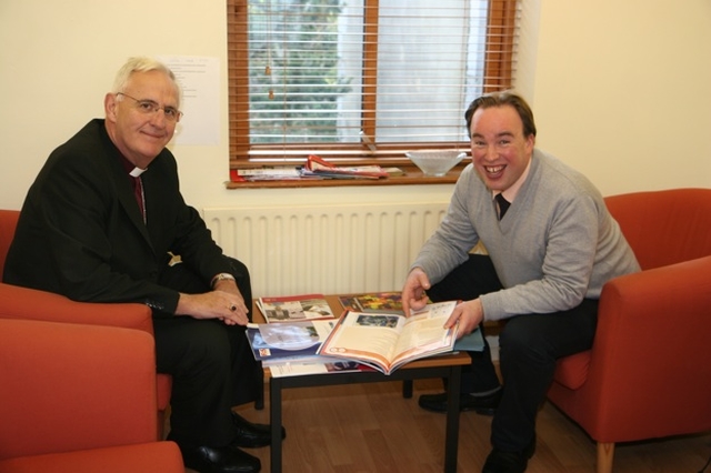 The Archbishop of Dublin, the Most Revd Dr John Neill with Andrew Whiteside at the launch of the Taney Employment Centre, a diocesan employment initiative.