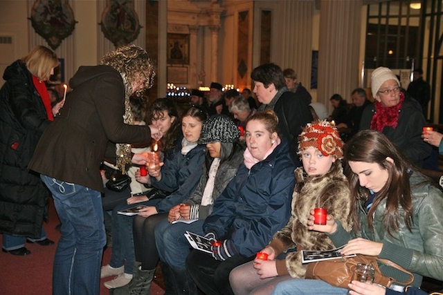 The lighting of candles in the Church of Our Lady of Refuge, Rathmines as part of the Advent Walk of Light, an inter-church journey organised by the Dublin Council of Churches.