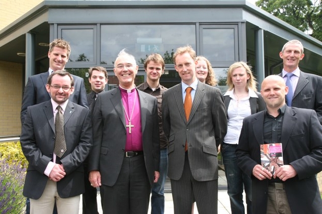 The Minister of State for Children and Youth, Barry Andrews TD and the Archbishop of Armagh, the Most Revd Alan Harper with some of the youth workers and young people present for the launch of the Audit report of youth work in the Church of Ireland in Church of Ireland house. The report found that 26,000 children and young people take part in Church youth work activities.