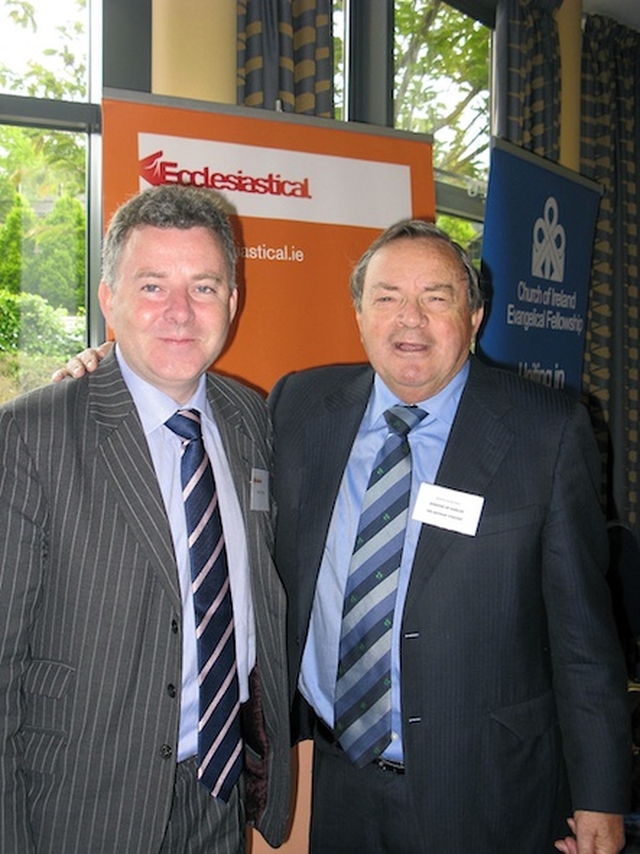 Scott Hayes, Ecclesiastical, and Arthur Vincent, Dublin, at the second day of the Church of Ireland General Synod in Armagh. Photo: David Wynne.