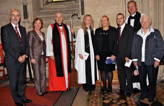 Attending the Dublin and Glendalough Diocesan Service for Primary and Junior Schools in Christ Church Cathedral today (September 26) were: Mr Sean O’Fhoglú, Secretary General at the Department of Education and Skills; Ms Noreen Hayes, Past President of the INTO; the Archbishop of Dublin, the Most Revd Dr Michael Jackson; the Revd Sonia Gyles, who took the service; Ms Margaret Condon, Inspectorate of the Department of Education and Skills; Dr Ken Fennelly, Secretary to the Board of Education of the Church of Ireland (RI); Dean of Christ Church Cathedral, the Very Revd Dermot Dunne; Dr Susan Parkes of the Church of Ireland College of Education. 