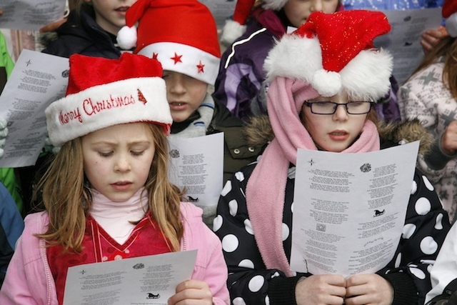 The Taney Youth Choir singing at the launch of the ‘Black Santa’ Christmas Appeal at St Ann’s Church on Dawson Street. 