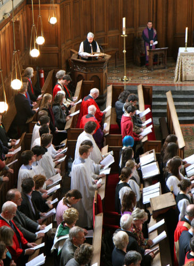 Archbishop Michael Jackson preaches at the Trinity Monday service in the College Chapel.