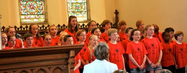 The choir of Blessington No 1 School in action at the West Glendalough Children’s Choral Festival. 