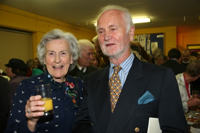 Joe and Elizabeth Cogan at the reception after the official re-dedication of newly refurbished stained glass and the dedication of new lighting in Nuns Cross Church, Killiskey, near Ashford, Co Wicklow.