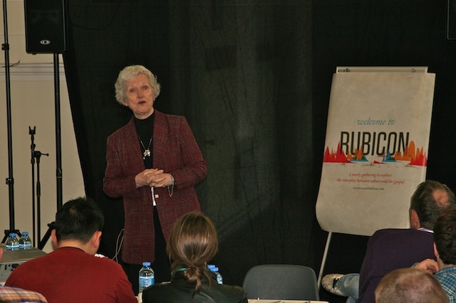 Phyllis Tickle, author of 'The Great Emergence', speaking at the Rubicon Conference in Rathmines Town Hall. The conference is part of the Rathmines Church Project, due to be launched on Easter Sunday.