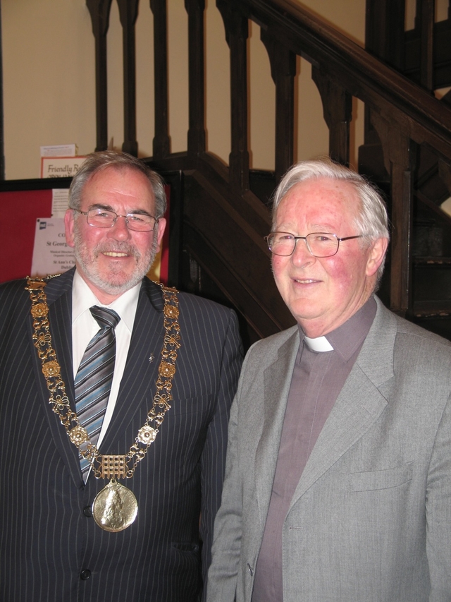 Pictured at the Not for Sale Sunday service in St Ann's Church are the Lord Mayor of Dublin, Cllr Paddy Bourke and the Vicar of St Ann's, the Revd Canon Tom Haskins.
