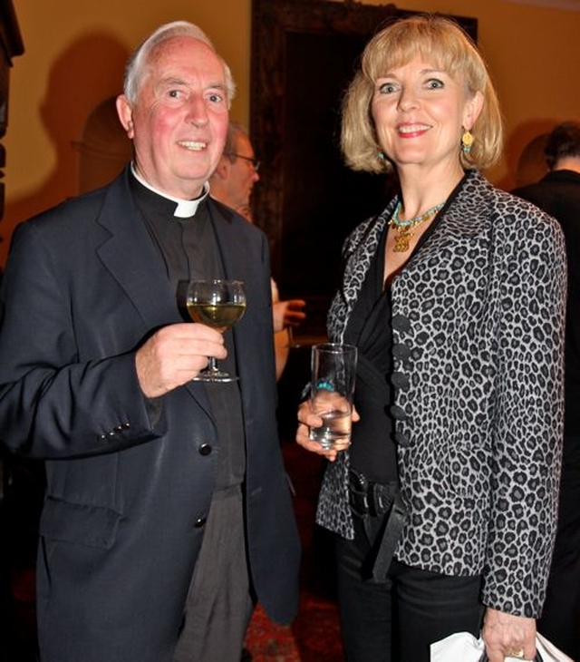 The Dean of St Patrick’s Cathedral, the Very Revd Victor Stacey and Diane Davison at the launch of Rediscovering Saint Patrick: A New Theory of Origins by Marcus Losack which took place in the Deanery of the cathedral on Thursday October 24.