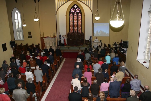 The congragation in Athy parish church for the blessing and dedication of the new parish centre.