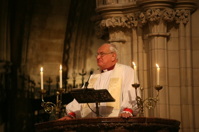 Preaching at the memorial service in Christ Church Cathedral for Canon Robin Lewis-Crosby is the Rt Revd Robin Eames, former Archbishop of Armagh and Primate of All Ireland.