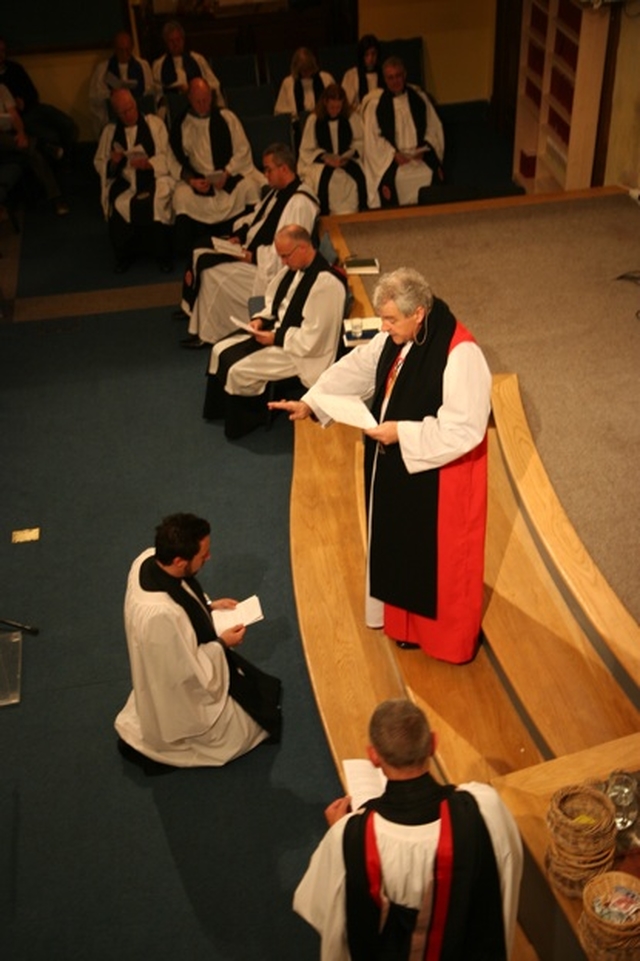 The Archbishop of Dublin, the Most Revd Dr Michael Jackson blesses the Revd Craig Cooney at his introduction as Priest in Charge of CORE.