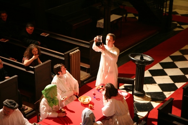 Pictured is Jesus (Myles Gutkin) at a Dramatisation of the last supper by parishioners of St Werburgh's Church in Dublin.