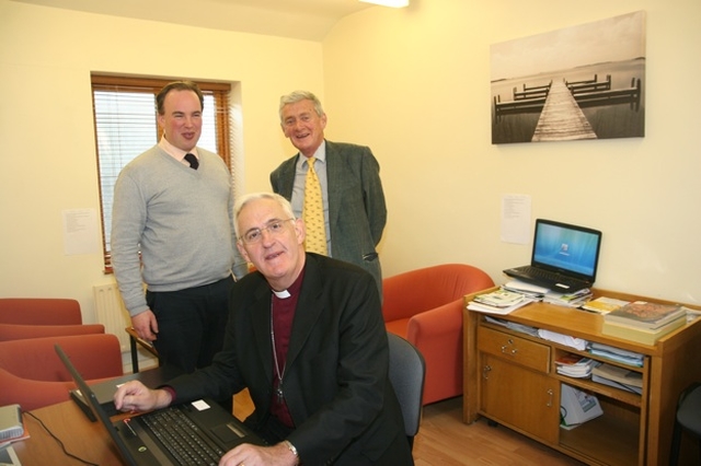 The Archbishop of Dublin, the Most Revd Dr John Neill, Andrew Whiteside (left) and Geoffrey Perrin at the launch of the Taney Employment Centre.