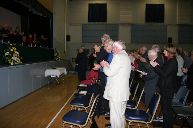 Archbishop Neill receives a standing ovation at the end of the 2010 Diocesan Synods of Dublin and Glendalough.
